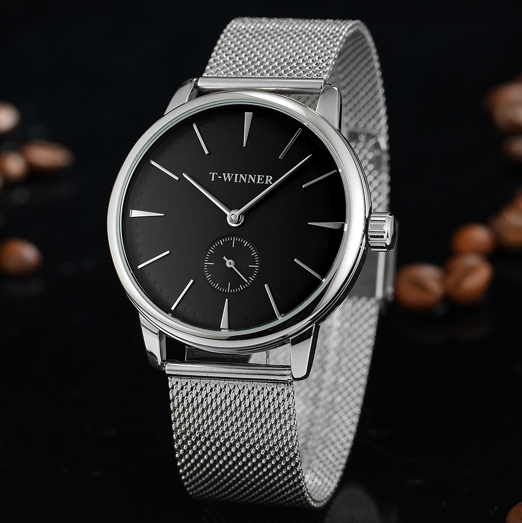 Mesh Stainless Strap - Winner-الرجال الأصلي نسخة الساعات الميكانيكية ،