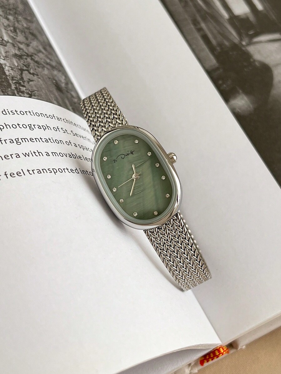 Mesh Stainless Strap - ساعة كوارتز مقاومة للماء بتصميم بيضاوي