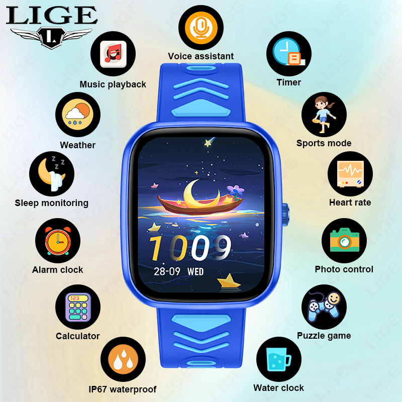Smartwatch Watches For Girls Kids - ساعة ذكية للأطفال من LIGE مقاومة