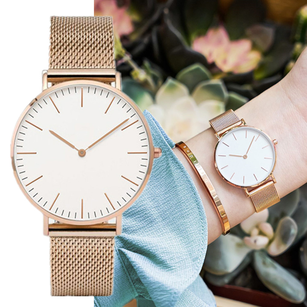 Mesh Stainless Strap - ساعة يد كوارتز بحزام شبكي من