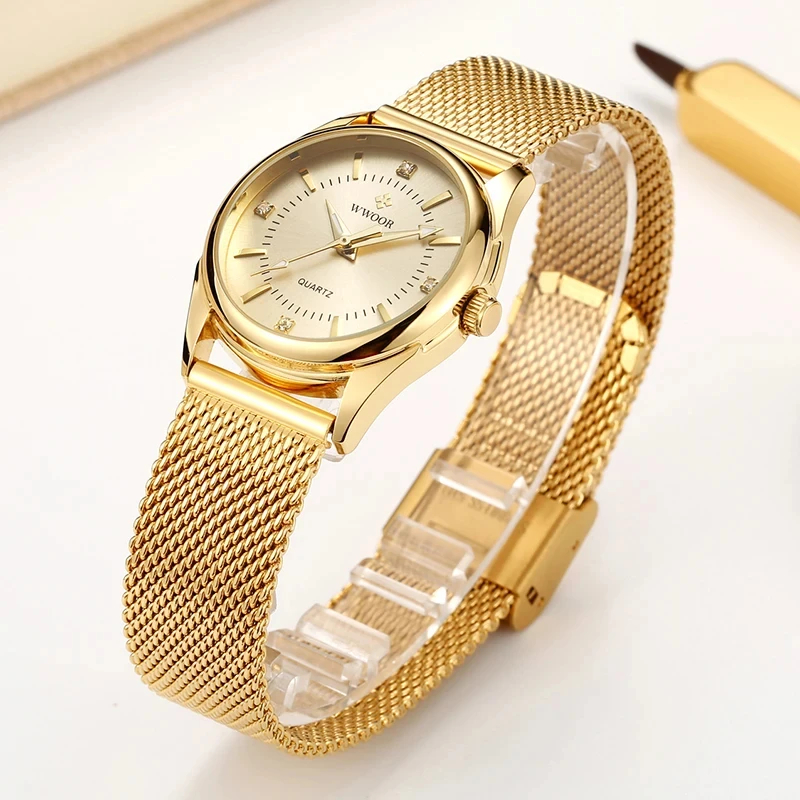 Mesh Stainless Strap - WWOOR العلامة التجارية الفاخرة فستان ساعة