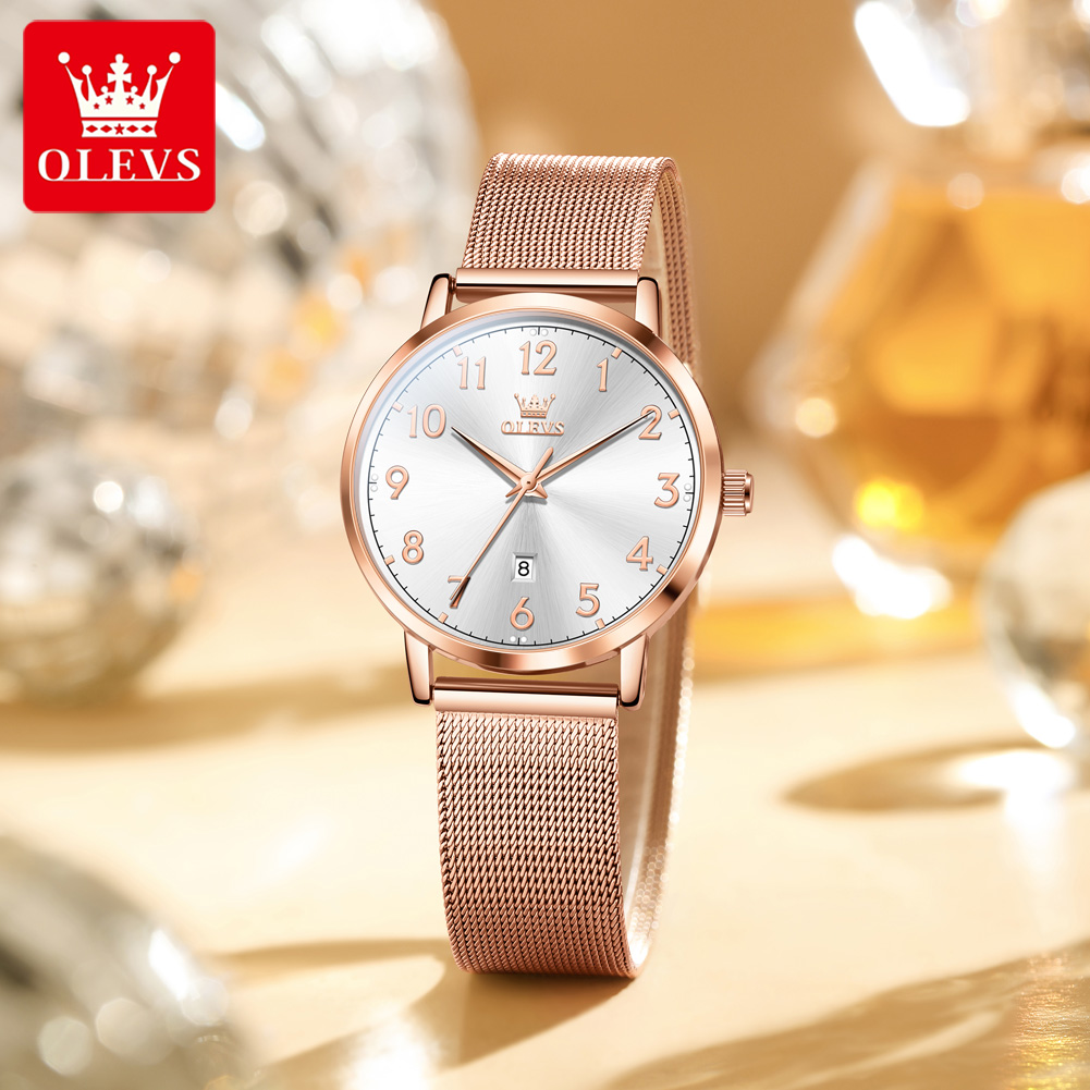 OLEVS 5653 ساعات نسائية أنيقة  - مراجعة Mesh Stainless Strap وسعره