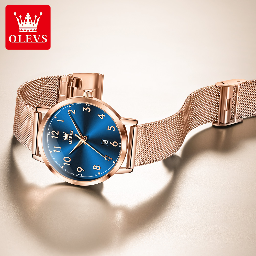 OLEVS 5653 ساعات نسائية أنيقة  - مراجعة Mesh Stainless Strap وسعره