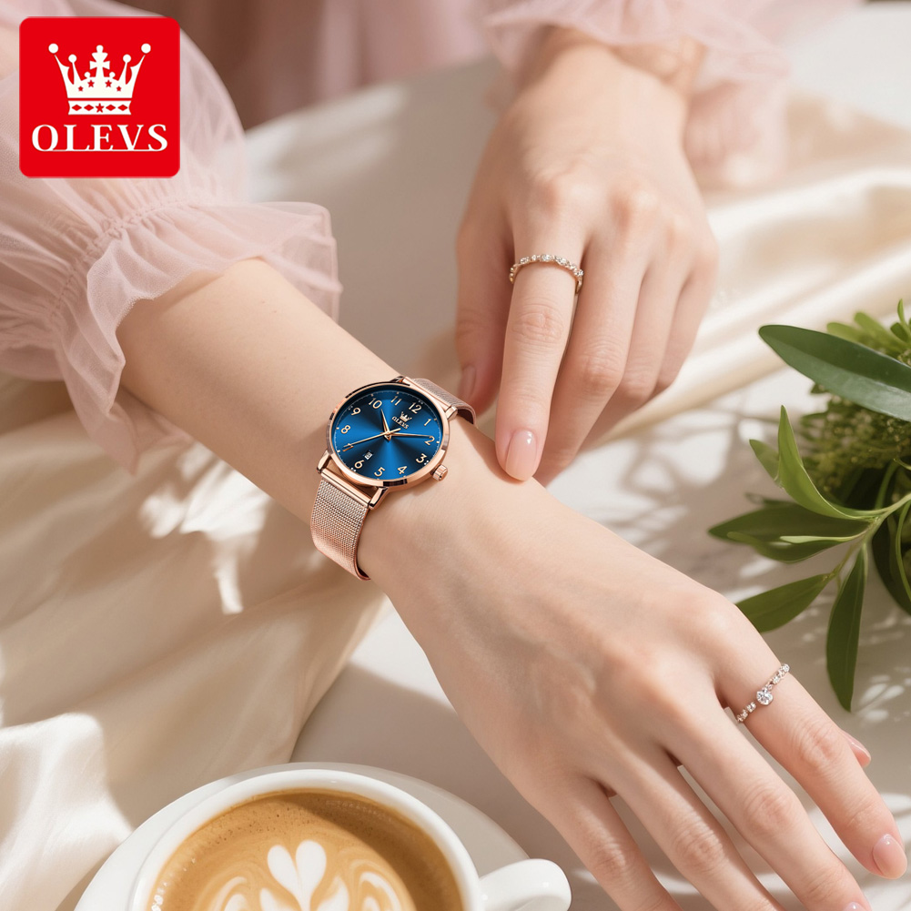 OLEVS 5653 ساعات نسائية أنيقة  - مراجعة Mesh Stainless Strap وسعره