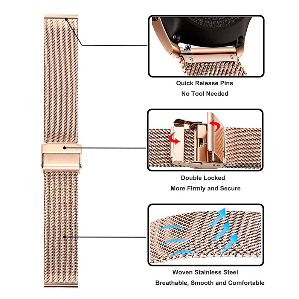 حزام معدني لساعة سامسونج جالاك - مراجعة Mesh Stainless Strap وسعره