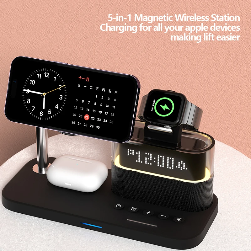 شاحن لاسلكي جديد 5 في 1 مع منب - مراجعة Smartwatch New Watches وسعره