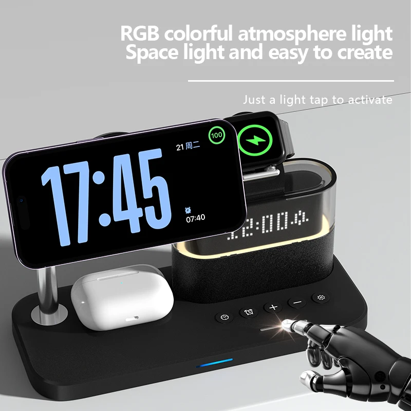 شاحن لاسلكي جديد 5 في 1 مع منب - مراجعة Smartwatch New Watches وسعره
