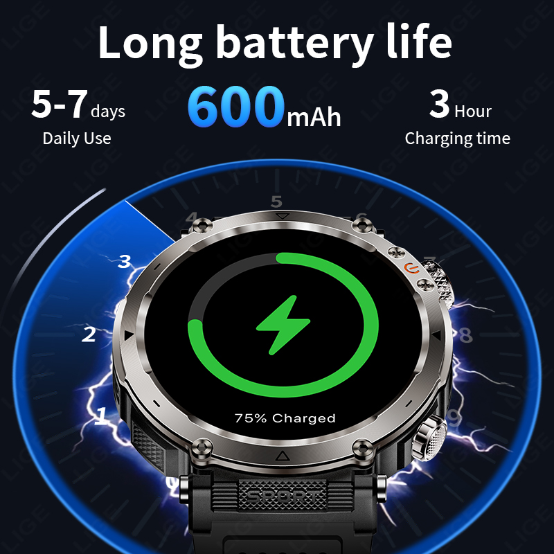 ساعة ذكية عسكرية جديدة للرجال  - مراجعة Smartwatch New Watches وسعره
