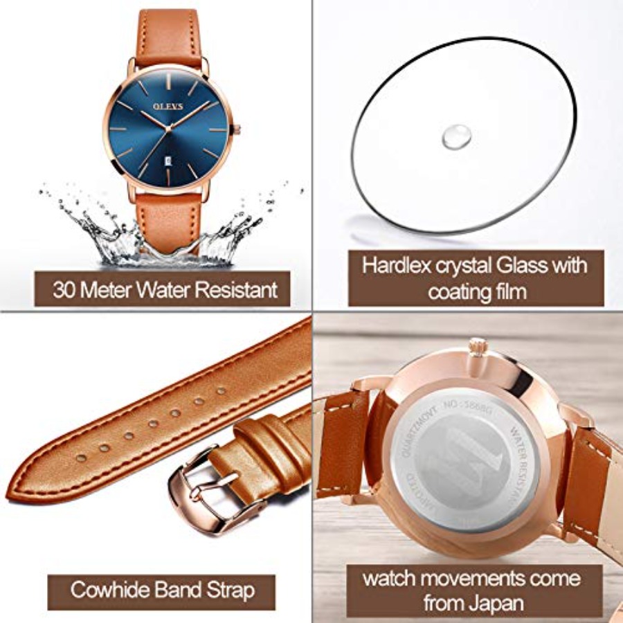 ساعات OLEVS الرجالية الجلدية ا - مراجعة Smartwatch Watches For Men Digital وسعره